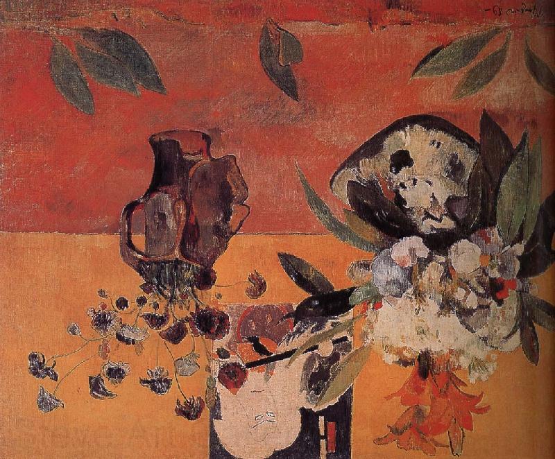 Paul Gauguin There Ukiyoe flower background France oil painting art